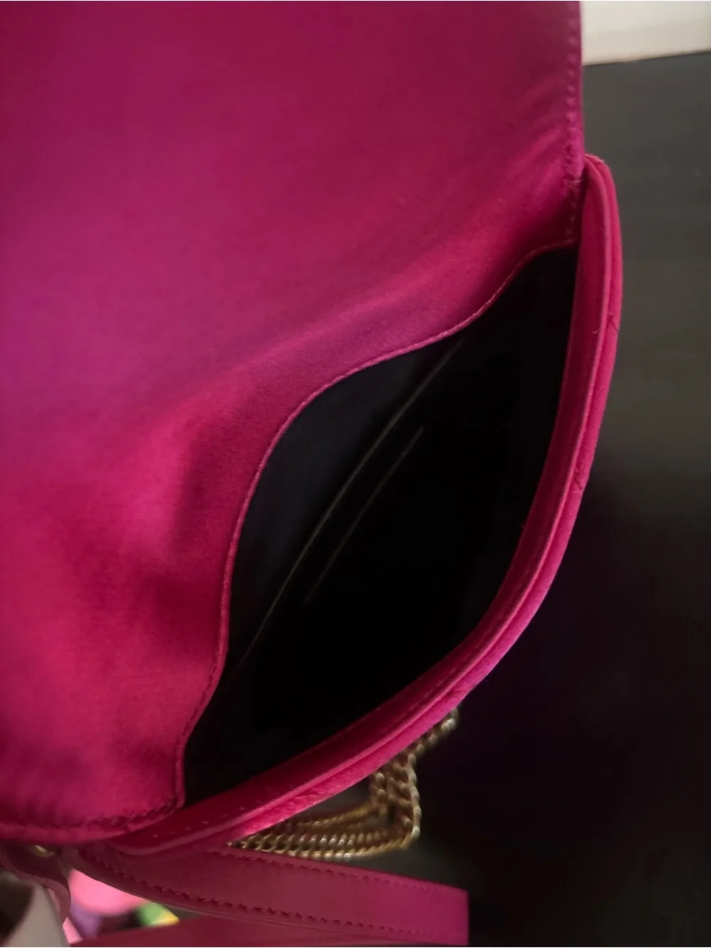 Saint Laurent Fuchsia Quilted Satchel with Gold YSL Accent